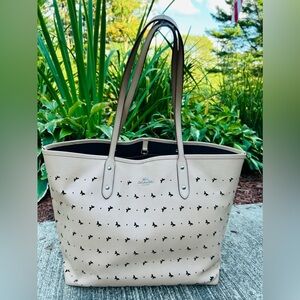 Coach Perforated Butterfly City Tote Beechwood Tan Saffiano Leather Shoulder Bag